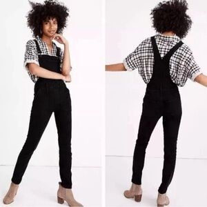 ABERCROMBIE & FITCH Skinny Overalls Dungarees with Side Zip in Black Denim